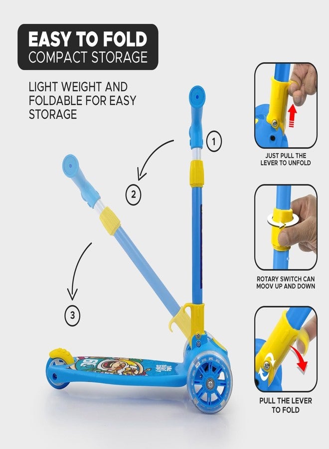 Drumstone (𝗦𝗽𝗲𝗰𝗶𝗮𝗹 𝟭𝟬 𝗬𝗲𝗮𝗿𝘀 𝗪𝗮𝗿𝗿𝗮𝗻𝘁𝘆) Adjustable Foldable Kids Scooter with LED Light Wheels for 3-14 Years - Strong Metal Frame, PVC Wheels, Non-Slip Base & Comfortable Grip - Image 3